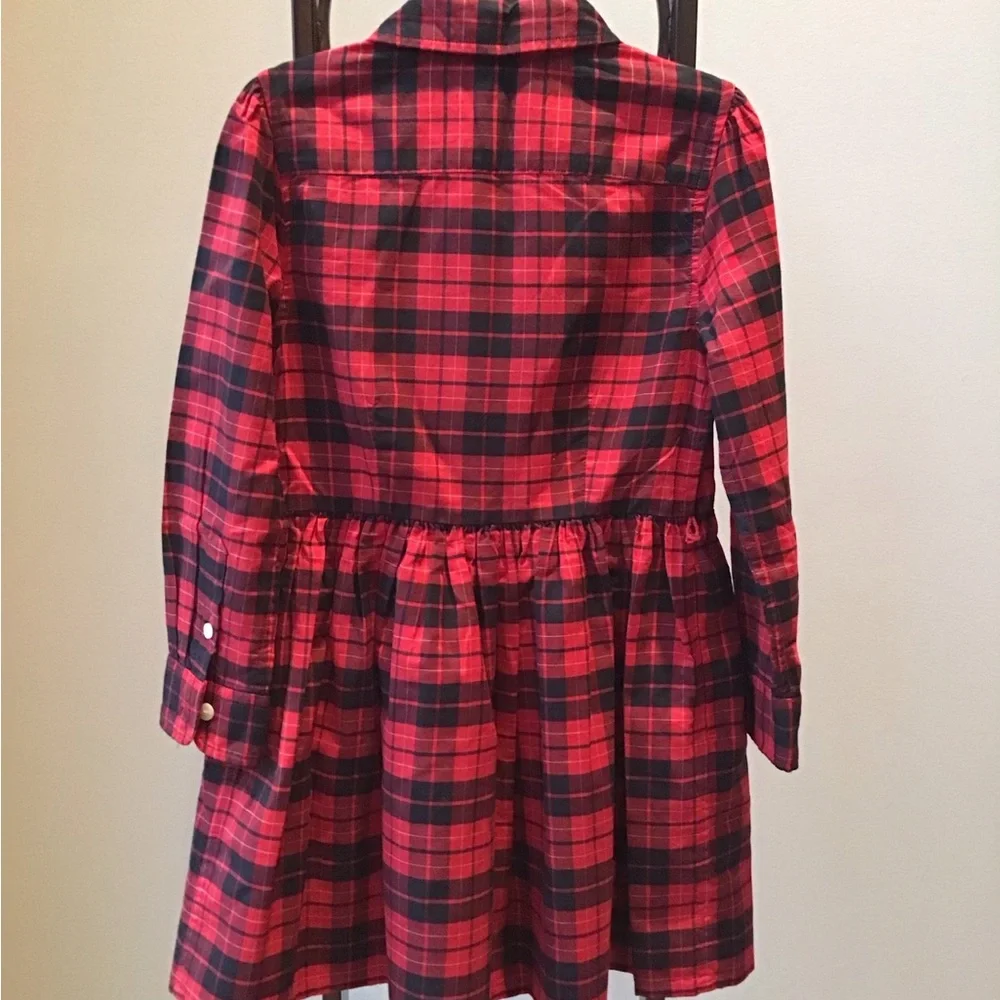 Ralph Lauren Cotton Tartan Plaid Dress Button Down‎ Sleeves Pockets